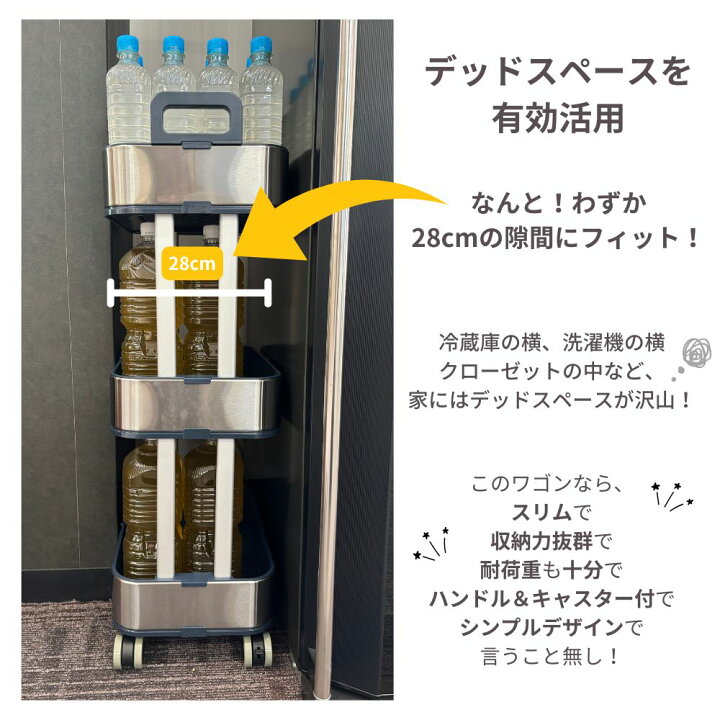 楽天市場】【5%引クーポン☆~10日23:59】 ワゴン キャスター付き 3段 