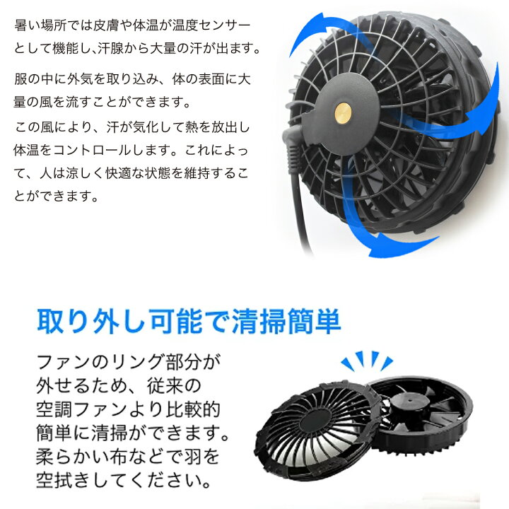 楽天市場】空調 服 ファン 12V 空調ファン リモコン セット USB 