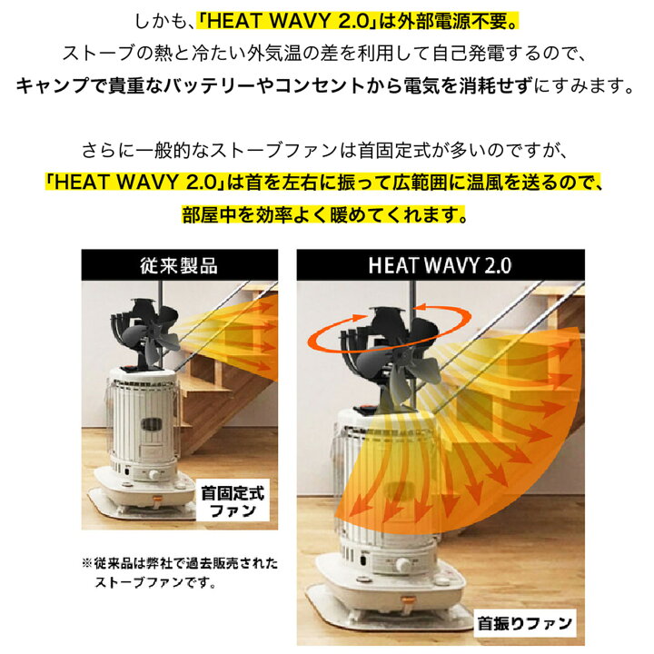 楽天市場】【1年保証】Re:Gear 首振り ストーブファン HEAT WAVY 2.0 