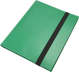 トレカ用 収納ファイル 最大360枚収納可能 固定バンド付き 横入れ まとめて保管 曲がり防止 (グリーン) トレカファイル トレーディングカード