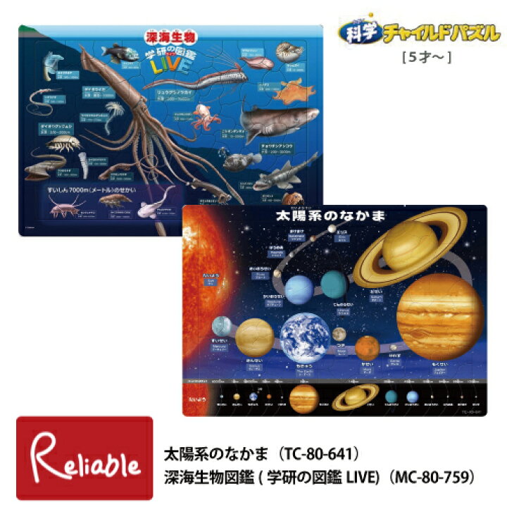 楽天市場 科学チャイルドパズル 5才 太陽系となかま Tc 80 641 深海生物図鑑 学研の図鑑live Mc 80 759 子供 知育玩具 勉強パズル テンヨー S Y 70 インテリア通販ｒｅｌｉａｂｌｅ