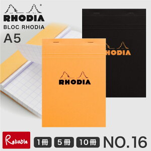fBA RHODIA ubNfBA No.16 A5 (14.8×21cm) Pi 5Zbg 10Zbg IW ubN 5mm Jo[ ubN  [  tX y[֑Ήz