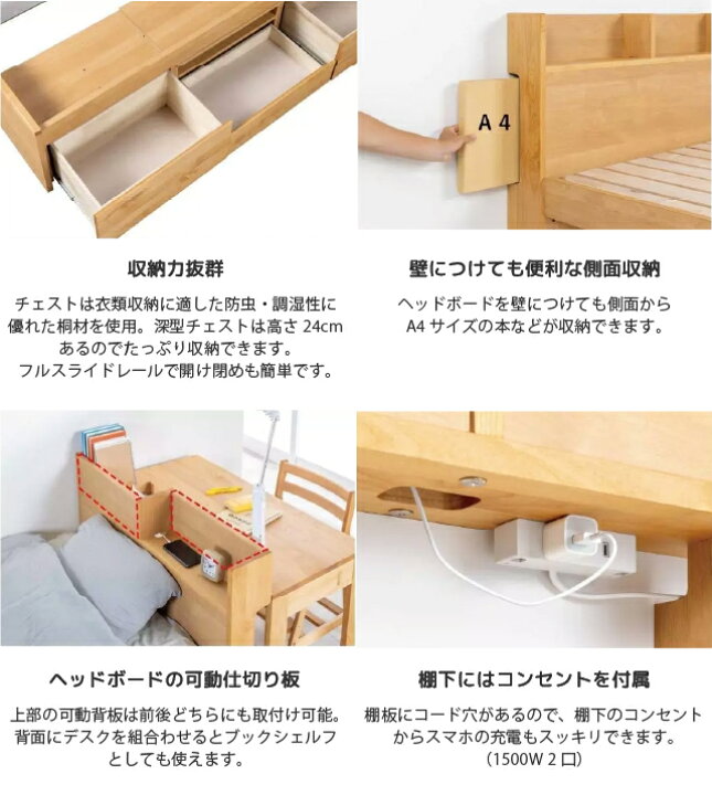楽天市場】クレイA グローアップ ベッド 堀田木工所 ベッド下収納 
