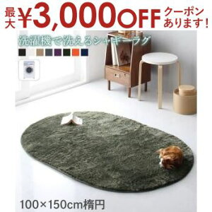 【最大3,000円OFFクーポン有!25日限定 PT2倍!】ラグ 100×150cm楕円 | 洗濯機で洗えるシャギーラグ さらふわシャギー いつでも清潔 円形タイプを含む全7サイズ 洗濯機で洗える 肌さわり 8カラー