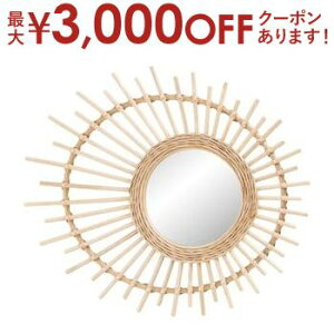 【最大3,000円OFFクーポン有!30日限定 PT2倍!】ミラー 鏡 壁掛けミラー 壁掛け鏡 姿見 壁掛け ウォールミラー 丸型 円型 まる まるい ラタン 籐 シンプル おしゃれ オシャレ お洒落 自然 かわ
