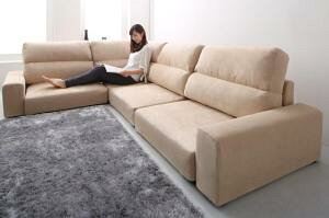 【最大3,000円OFFクーポン有!25日限定 PT2倍!】フロアソファ フロアコーナーソファ ソファ ハイタイプ 3.5P 布地 ファブリック クッション付き 肘付き 北欧 モダン おしゃれ リビング 広々 快