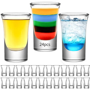 ショットグラス24個セット 30ml 30cc容量 クリアグラス ヘビーベース仕様 ウイスキー テキーラ ウォッカ リキュール エスプレッソ対応耐久性抜群飲料用グラス