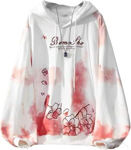 パーカー プルオーバー s-4xl 桜柄 花柄 グラデーション 刺繍 メンズ レディース フード付き 和柄 和風 ボア付き 長袖 トレーナー おおきいサイズ 小さいサイズ 秋服 冬服 コンフォート 祭り用