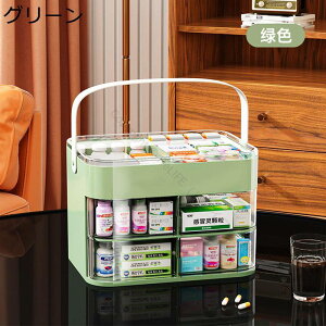 薬箱 救急箱 3層 2way クリアボックス 透明 手提げ 取り外しトレイ 収納便利 小物入れ 仕切り付き 机上 卓上収納 おしゃれ 応急ボックス 多機能ケース くすりいれケース 携帯用 子供 家庭用 白