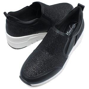 送料無料 MASCHIETTA マスチェッタ グリッターが眩しい厚底スリッポンスニーカー ブラック 3E 幅広設計 外反母趾対策 カップインソール 痛くない 屈曲性 快適 軽量 防滑ソール 滑らない