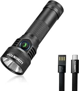 LUMINTOP �������Ǝˋ���LED�����d�� �N�C�b�N�`���[�WTYPE-C�T�[�`���C�g1000���[�����Ǝˋ���475���[�g��LED�F���x6500K�N�[���z���C�g�o�b�e���[�t���h�����C�g�i�A���~�j�E���u���b�N�jD2�c