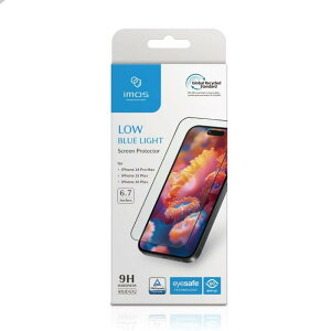 imos iPhone 16 Plus / 15 Plus / 14 Pro Max�p ��ʕی�t�B�����A2.5D�u���[���C�g�J�b�g�u���b�N�x�[���ی십���K���X�A�ϋv���Ɨ����ɋ����A�C�A�[���A�ȒP���t��