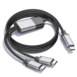 USB Type C �P�[�u�� �yPD 100W 2-in-1 �}���[�d�z E-marker �`�b�v���� �f���h�~ iPhone17/16/15 �p GalaxyS24/S22 �p MacBook/iPad/Xperia �ƌ݊����̂��� 1.5m �u���b