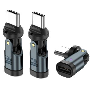 USB-C �ϊ��A�_�v�^ PD240W 540°��]�y3�Z�b�g �u���b�N�z�^�C�vC �ϊ��A�_�v�^ �}���[�d�� �f�[�^�]���� ��MacBook Pro/Phone15/15 Pro/Galaxy/Google Pixel�Ή�