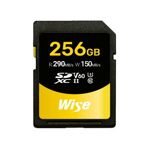 Wise SDXC UHS-II �������[�J�[�h SD-S�V���[�Y 256GB Class10 V60 UHS-II�Ή� �ǎ��290MB/�b�A������150MB/�b