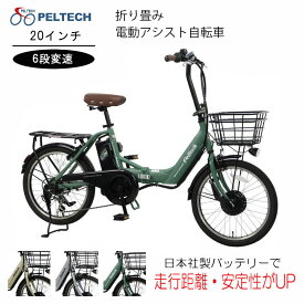 折りたたみ自転車 電動自転車 電動アシスト自転車 TDN-212L バッテリー8Ah ペルテック PELTECH 20インチ 折畳み自転車 外装6段 送料無料