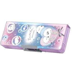 シャカシャカワッペン付 コンパクト 両面開き ペンケース 筆箱 132265/リトルコットンズ 132266/あそぼうねこ C 2025年10月 2ドア シマエナガ かわいい