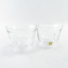 美品 Meissen Crystal マイセンクリスタル M 冷茶 グラス 2点 クリア クリスタル ペア ロゴ イニシャル SY6032D 【中古】