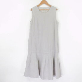 美品 FOXEY フォクシー 37925 DROPPED WAIST PINTUCK ドロップドウエストピンタックドレス 1点 リネン100％ 麻 ソフィーグレー ワンピース レディース AU1137A52 【中古】