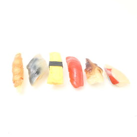 食品サンプル 寿司 すし まぐろ 玉子 ハマチ カニ トリ貝 サバ 6点 展示 食玩 業務用 リアルサイズ HO357 【中古】
