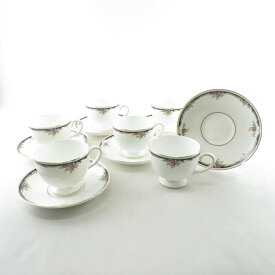 美品 WEDGWOOD ウェッジウッド オズボーン ティーカップ＆ソーサー 6客 リー セット SY8364L 【中古】