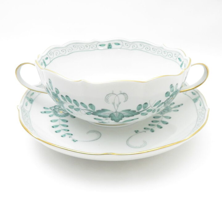 美品 MEISSEN マイセン インドの華 グリーン 343310 ティーカップ  