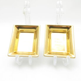 TIFFANY＆Co. ティファニー メタリック ヴィドポシェ&ロゴ 小皿 2枚 ポーセリン ペア 1837 金 トレイ ホーム インテリア SU13289G1 【中古】