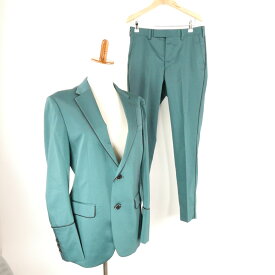 美品 Education from Youngmachines エデュケーションフロムヤングマシーン シルクブレードジャケット サテンスリムスラックス セットアップ ジャケットM パンツS ポリエステル他 スーツ メンズ AO3366A53 【中古】