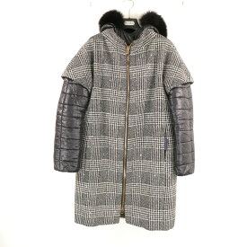 美品 HERNO ヘルノ Prince of Wales padded coat CA0373D-12353-9310 46397-40901-1 ダウンコート 1点 40 M相当 ポリエステル他 シャイニー 千鳥格子柄 フード付 アウター レディース AU3723W4 【中古】