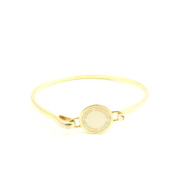 美品 MARC JACOBS マークジェイコブス ブレスレット バングル サークルロゴ ホワイト 金 小物 レディース AU3789 【中古】
