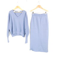 美品 allureville アルアバイル ニット セットアップ 2 ウール 他 スカート 長袖 ロング丈 レディース AM…