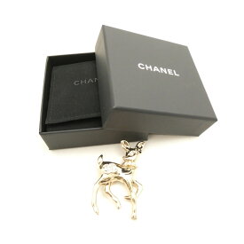 美品 CHANEL シャネル ココマーク バンビ I25P ブローチ GP×ラインストーン×フェイクパール コスチュームジュエリー アクセサリー 25SS レディース AU4411W2 【中古】