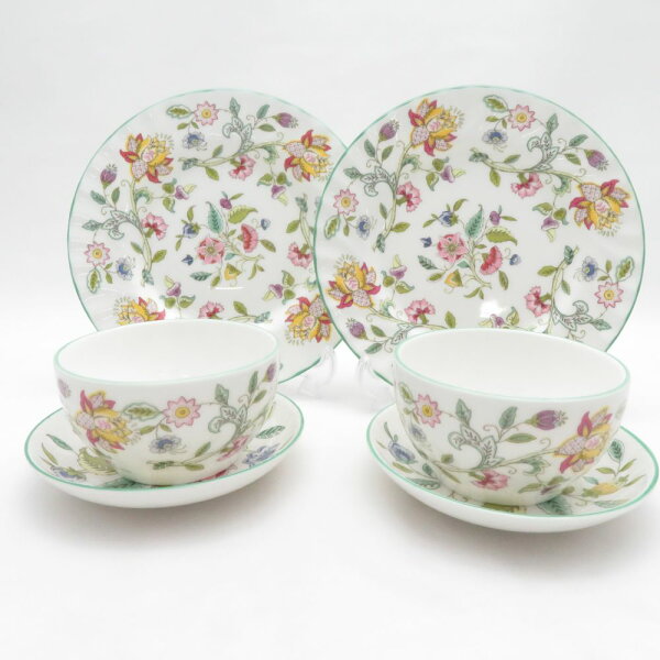 美品 MINTON ミントン ハドンホール ジャパニーズカップ＆ソーサー 中皿 4点 セット 湯呑み 16cmプレート SO4478K1 【中古】