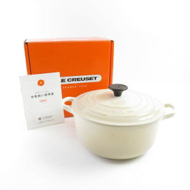 美品 Le Creuset ルクルーゼ ココットロンド 20 両手鍋 1点 DUNE ALMOND SY6371P 【中古】