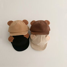 【ポイント5倍!】 【 子供服 2点で15％OFF】 子供 帽子 ハット 男の子 キャスケット 秋冬 秋 キャップ キッズ クマ ベア テディベア クマ柄 韓国ハット コーデュロイ くま耳 韓国風 夏 子供帽子 2歳 3歳 4歳 5歳