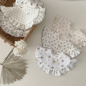 【 子供服 2点で15%OFF】<2枚セット> ベビー服 スタイ よだれかけ ベビースタイ フリル 綿100% 柔らかい 赤ちゃん 前掛け 選べる9色 ギフト 出産祝い プレゼント