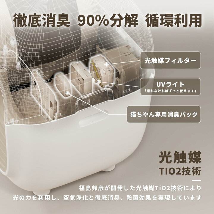 楽天市場】PetSnowy「臭いを徹底分解」猫 トイレ 自動,光触媒TiO2三重 
