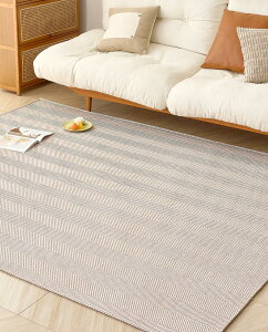 VK Living ラグ カーペット 夏用 190X240cm ラグマット 3畳 【大人の雰囲気 ヘリンボーン柄】 春 夏 おしゃれ 絨毯 北欧 リビング マット 滑り止め 幾何柄 オールシーズン適用 床保護 防音 モカ