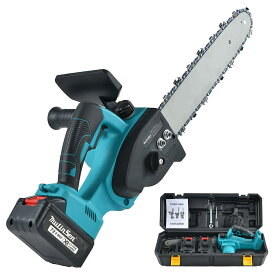 電動 チェーンソー 充電式 マキタ 18v互換 自動給油 ブラシレスモーター 2つ4.0Ahのバッテリー 電動ノコギリ ハンドチェーンソー ポータブル ハンディ ミニ 電動のこぎり 日本語取扱説明書 2セットのガイドバーとチェーン (12インチチェーンソー