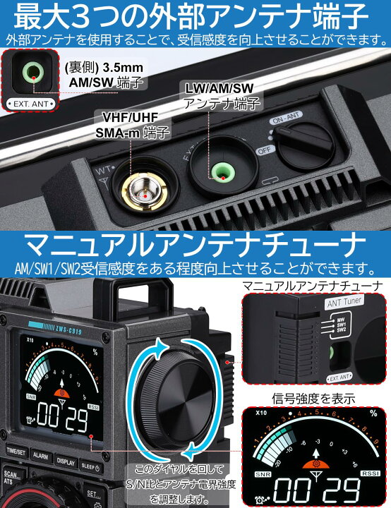 楽天市場】ZHIWHIS BCLラジオSSB高性能マルチバンド AM FM CB LW AIR  