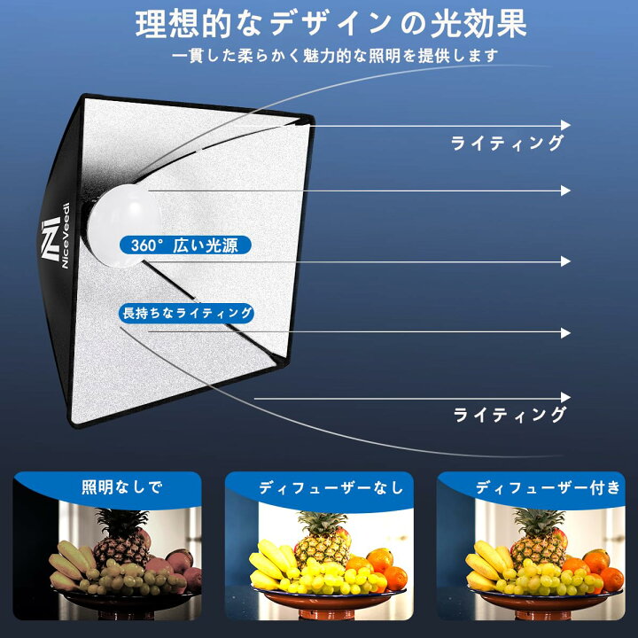 楽天市場】NiceVeedi 写真撮影ソフトボックス 40x40cmライトボックス 