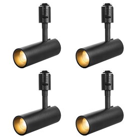 SPAHER ライティングレール用スポットライト LED ダクトレール 照明 100W相当 植物育成ライト 取付け簡単 角度調節可能 電球不要 照明器具 明るい おしゃれ 玄関 リビング キッチン インテリア 10W 1200LM ブラック（電球色 4個セ