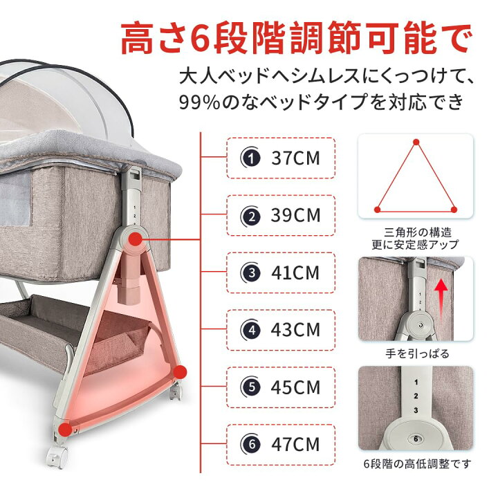 楽天市場】Kino Linpo ベビーベッド 添い寝 新生児ベッド 乳児用ベッド 