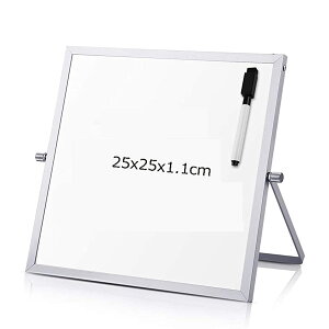 Ailenlan ホワイトボード 卓上 Whiteboard magnetic 25×25CM 自立式 両面 メッセージボード スタンド付き 小型 メモボード ホワイトボード お絵かき メモ 伝言板 掲示板 スケジュール管理 セクションボ