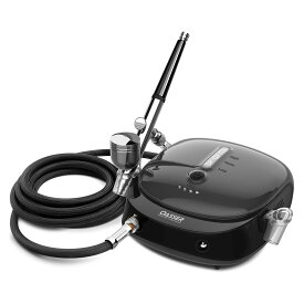 Oasser エアブラシ セット ミニコンプレッサー 充電式 1000mAh電池やAC電源アダプタ兼用 ダブルアクション 重力式 2-15psi三段階圧力調節 プラモデルの塗装 ボディーアート 塗装用具 持ち運びやすい 初心者向け AK1 (ブラック)