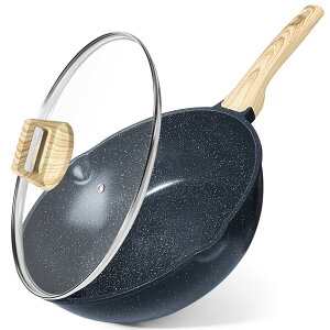 GiPP セラミックコーティング フライパン 30cm 深型 蓋付き IH・ガス火対応 フッ素不使用 焦げ付きにくい 注ぎ口付き炒め鍋 お手入れ簡単 食洗機対応 高熱効率 中華鍋 PFOA PFOS フリー【一年保証