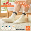 【最大2000円OFFクーポン！期間限定】冷えとり靴下 ホカロン ラインソックス 2足組 靴下 メンズ あったか靴下 履くホカロン 足首つま先 パイル生地 クルー丈 25.0-28.0cm 冷え取り靴下 ルームソックス くつした 保温 冬 防寒 冷え 足元 あったかグッズ