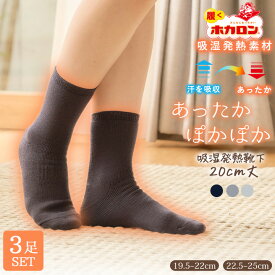 【最大50%OFFクーポン！10/14 20:00〜】待望の20cm丈登場！靴下 冷えとり 3足組 履くホカロン あったか靴下 レディース ソックス 吸湿発熱 冷え取り靴下 抗菌・防臭 裏パイル ブラック 黒 22.5cm-25.0cm くつした 保温 ルームソックス 冬 冷えとり あったか 暖かい 温活