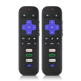 (2個パック) 交換用リモコン Roku TV専用 TCL Roku/Hisense Roku/Onn Roku/Insignia Roku/Element Roku/Westinghouse Roku/Hitachi Roku TV用 【Rokuスティックとボックスには非対応】