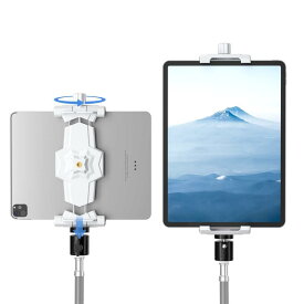 iPadと携帯電話の三脚マウントアダプター、ボールヘッド付き、三脚用iPadホルダー、360度回転可能なタブレットクランプマウントは、iPad Pro 12.9、iPad Air Mini 3 4、Galaxy Tab、Surface Pro 8、セルフ